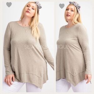 Plus Size Green Tea Tunic with Sharkbite Hem